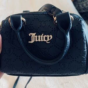🖤 Juicy Couture Black mini Dome Satchel with Rhinestone Logo! So cute!